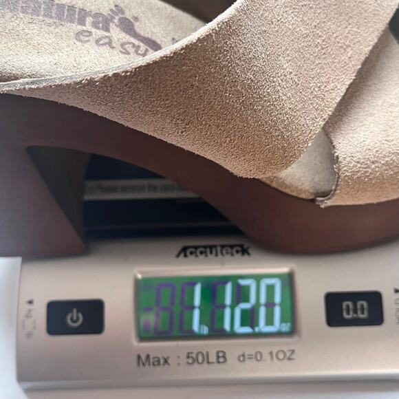 Chunky Platform Heel Suede Sandals Women’s 9 Toe Loop Beige BioNatura Easy - Picture 10 of 10